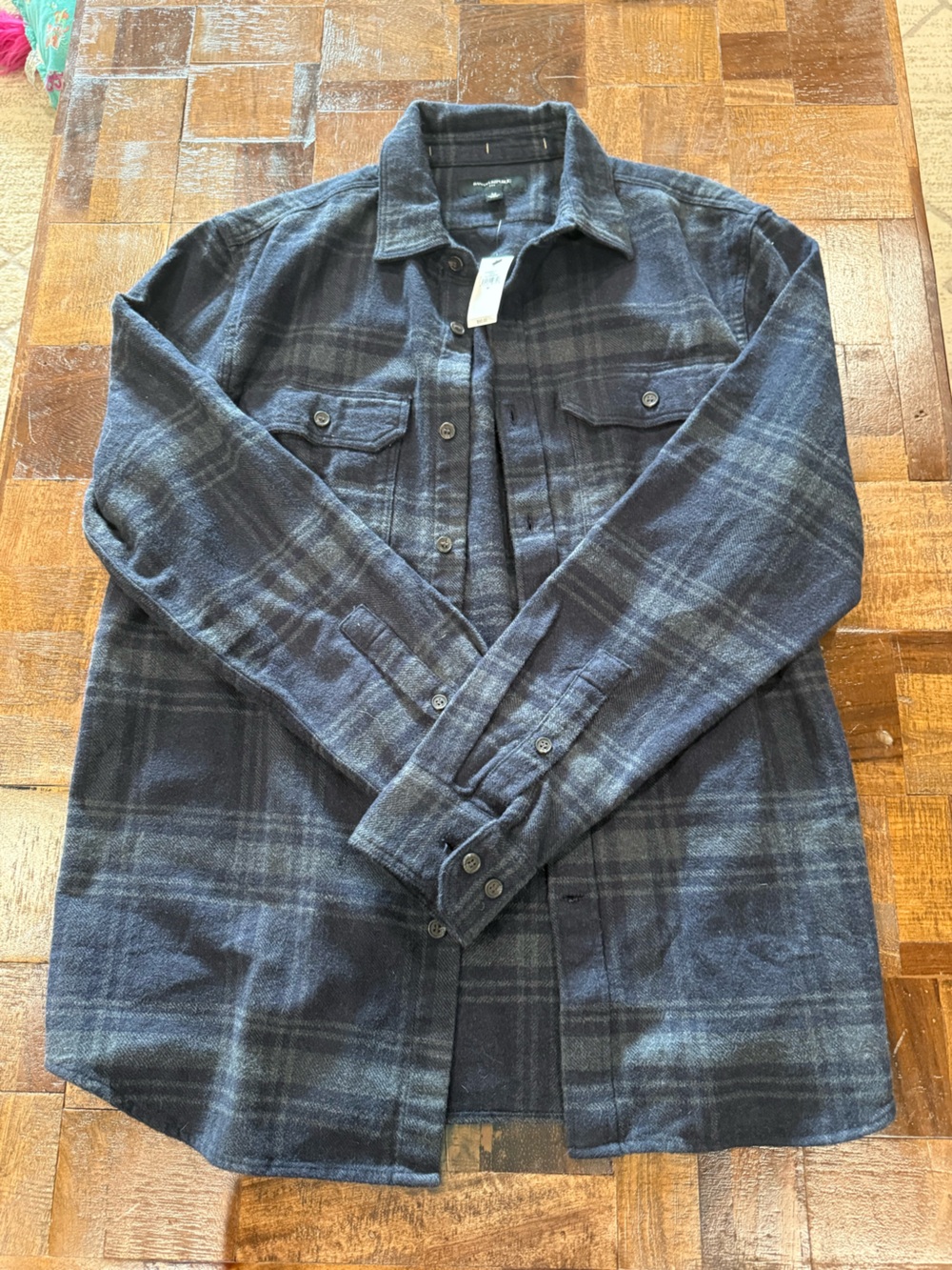 Banana Republic Dark Navy Plaid Flannel